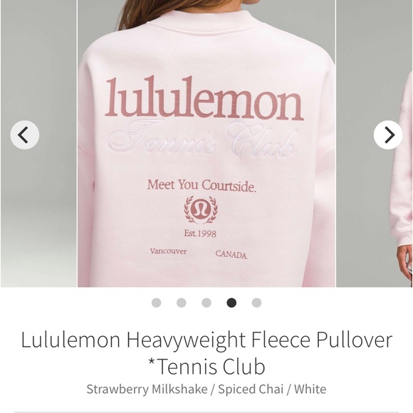 Lululemon Heavyweight Fleece Pullover Tennis Club Strawberry Milkshake Sz L/XL